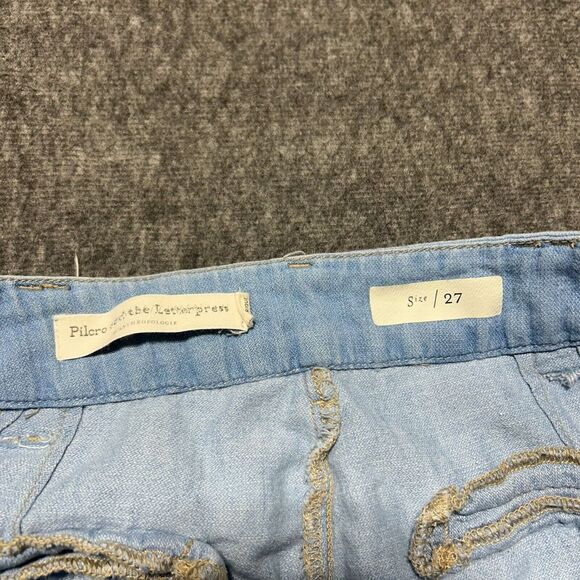 Pilcro And The Letterpress Wide Leg Pants Light Wash Size 27 Blue Cotton Linen - Picture 6 of 13